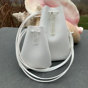 White Vegan Eco Leather Medicine Bag Medicine Pouch Amulet Crystal Shaman Bag Ceremony Altar Meditation New Baby Metaphysical Gift Wedding