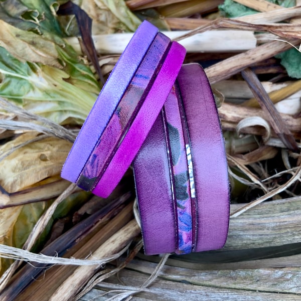 Purple Leather Bracelet Leather Cuff Bracelet Stacking Bracelet Boho Purple Jewelry Christmas Gift for Her Wide Leather Bracelet Fairycore