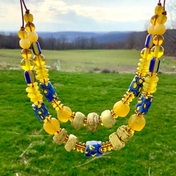 アンティーク ヘブロン ビーズ ネックレス アフリカン トレード ビーズ  