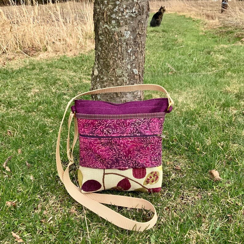 Violet Fabric Crossbody Bag Vegan Bag Textured Upholstery Etsy