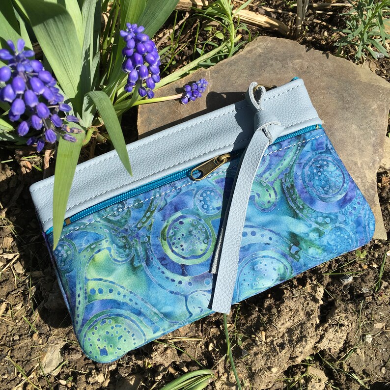 Wallet Clutch Phone Case Blue Italian Leather Boho Paisley Etsy