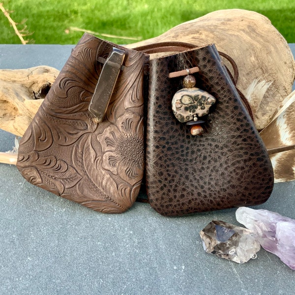 Vegan Leather Medicine Bag Bear Totem Medicine Pouch Amulet Crystal Bag Shaman Bag Necklace Pouch Spiritual Gift Meditation Yoga Altar Wicca