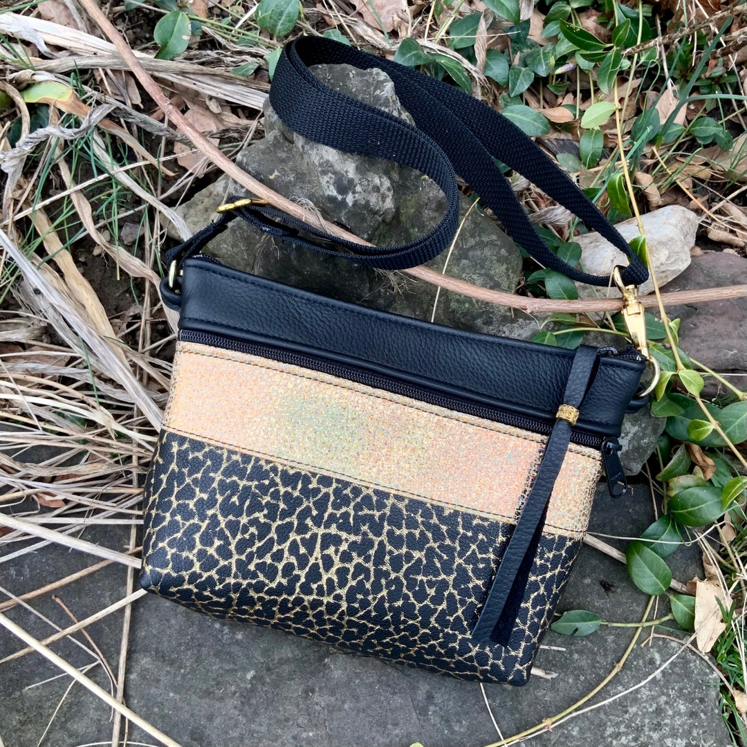 Elegant Black Leather Belt Pouch Gold Buckle Waist Bag Amazon.com | Itamood Top Grain Leather Crossbody belt bags  main image 4