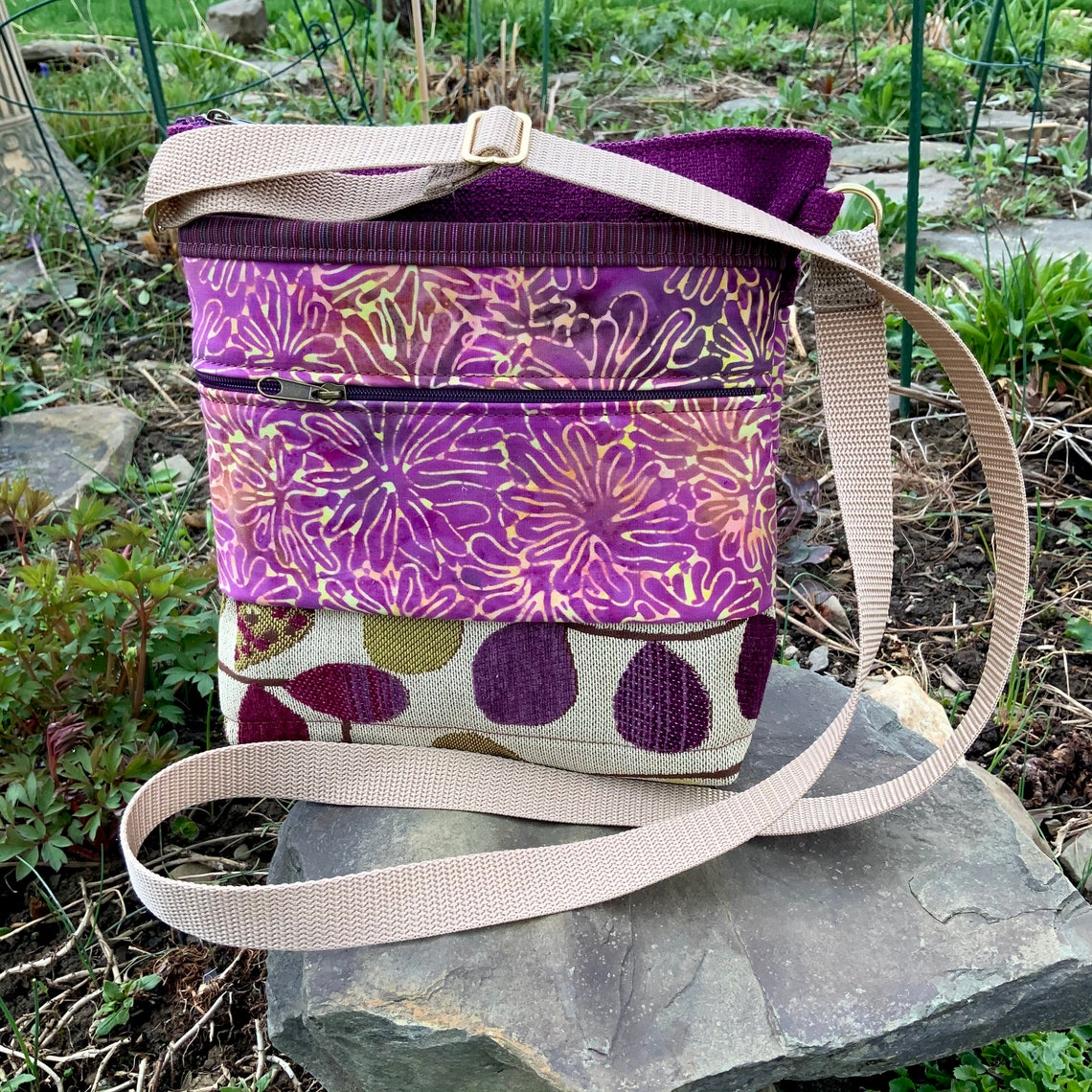 Violet Fabric Crossbody Bag Vegan Bag Textured Upholstery | Etsy
