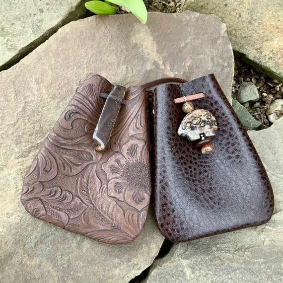 Vegan Leather Medicine Bag Bear Totem Medicine Pouch Amulet 