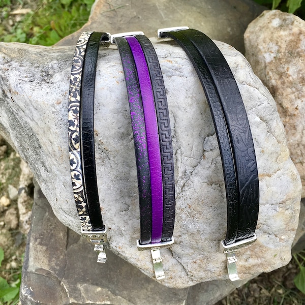 European Leather Stacking Bracelet Minimalist Everyday Cuff Bracelet