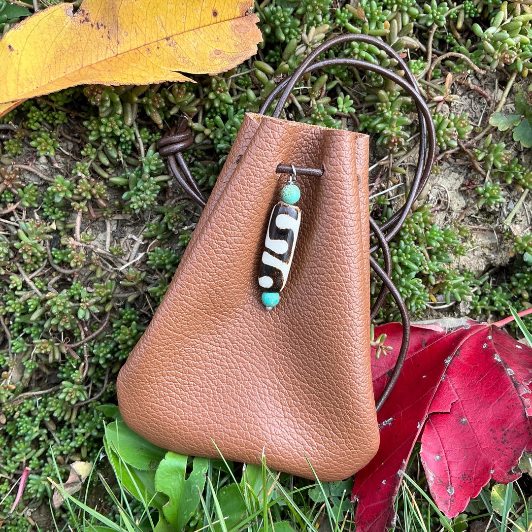 Leather Medicine Pouch Amulet Crystal Bag Tribal Native Natural