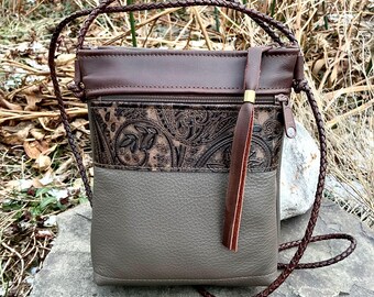Small Crossbody Phone Bag Minimalist Western Tooled Leather Tribal Festival Travel Everyday Adjustable Strap