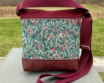 Medieval Tapestry Crossbody Bag Bohemian Renaissance Medium Large Organizer Bag Unique Upcycled Fashion