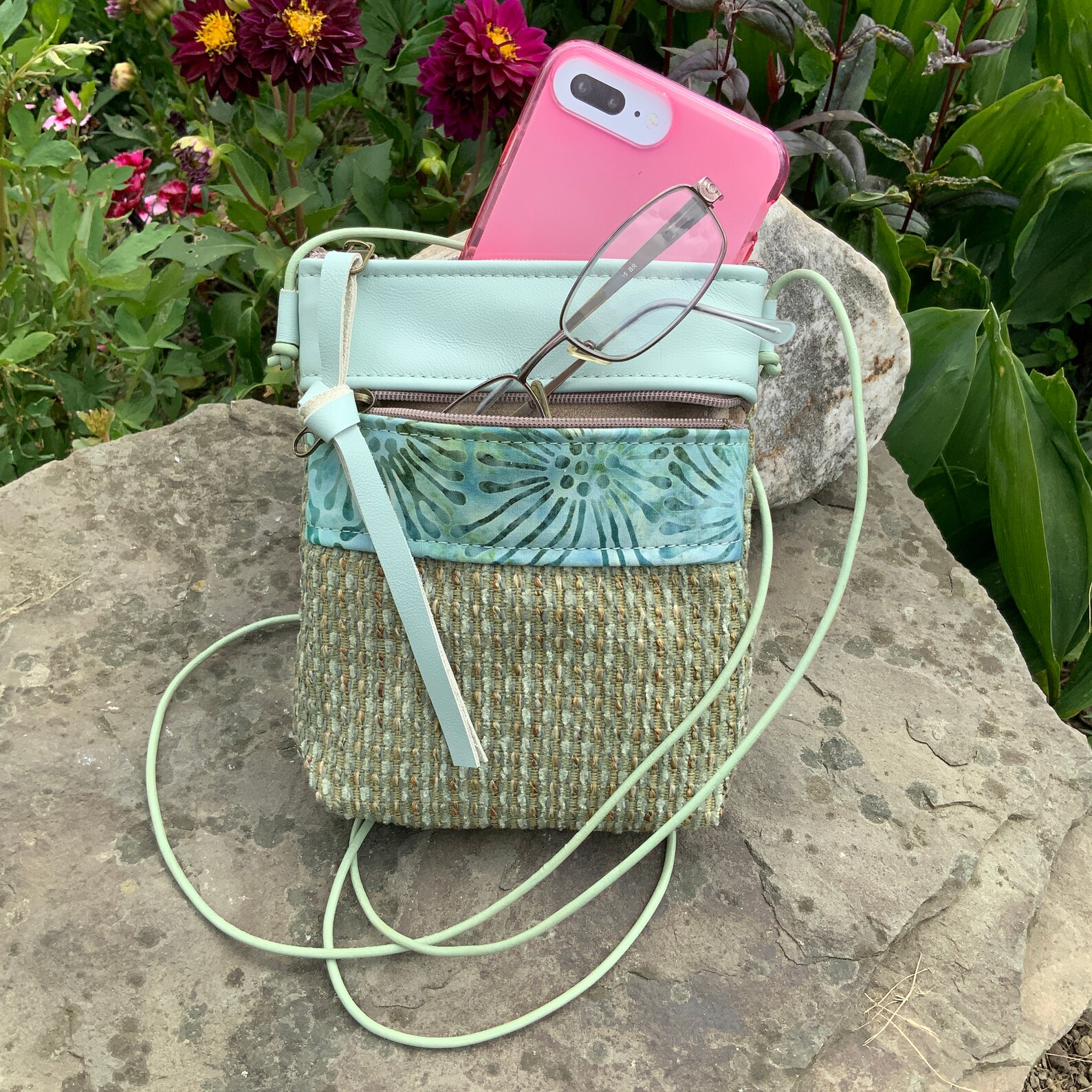 Small Crossbody Bag Phone Case Leather HandWoven look Etsy