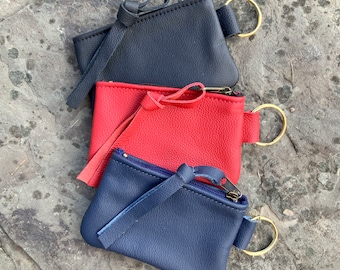 Leather KeyCase Keychain Wallet KeyPouch Coin Purse Credit Card Case Minimalist Wallet Clutch Change Purse Earpod Case Gift for Him Gift Her