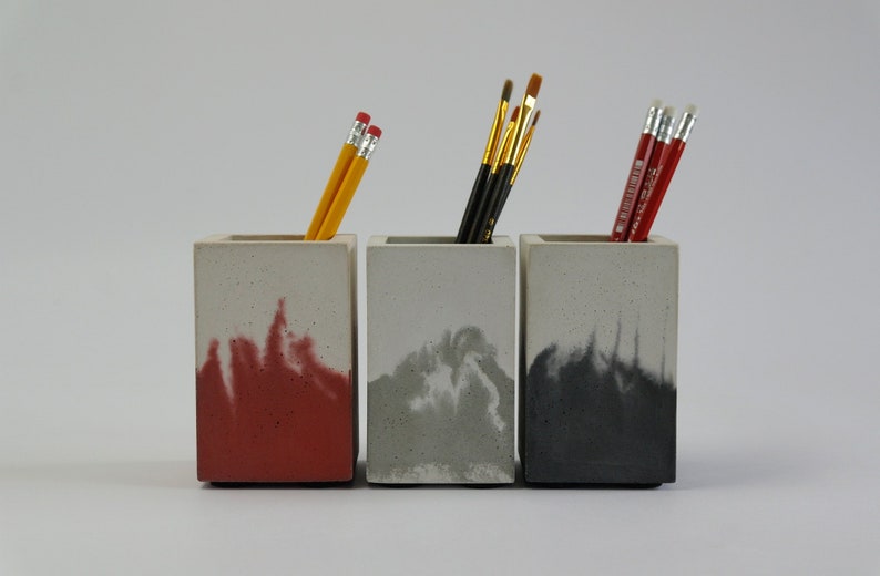 Modern Pencil Holder Pen Pot Concrete Desk Organizer For