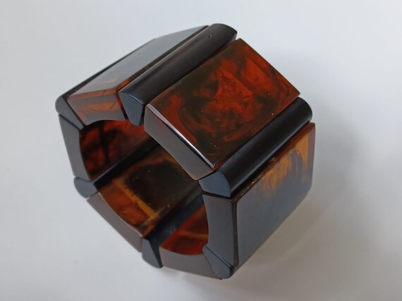 Supersized Elasticated Panel Bracelet in FauxTort… - image 6