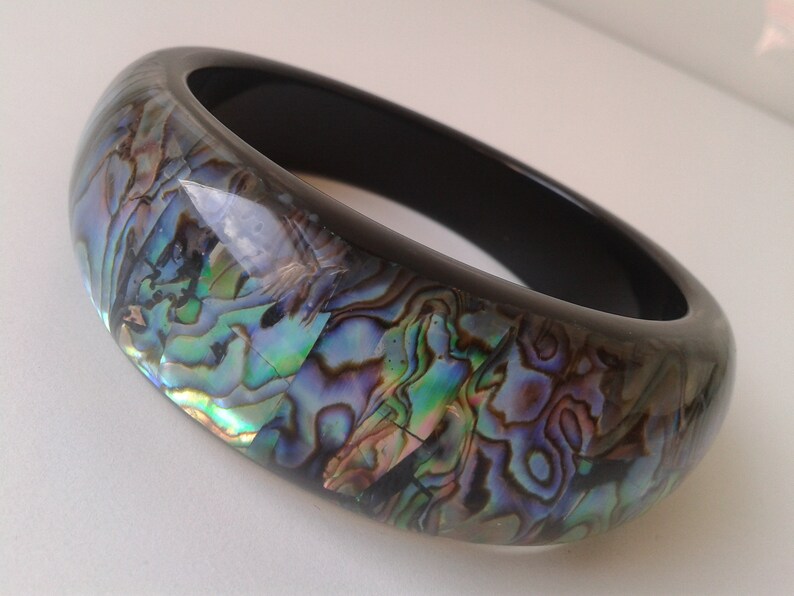 Impresionante imagen de Paua Shell y resina Brazalete 5