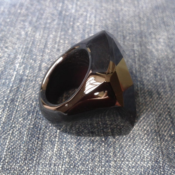 Glamorous Faceted Black Glass Ring