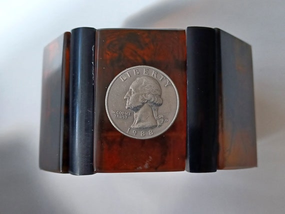 Supersized Elasticated Panel Bracelet in FauxTort… - image 5