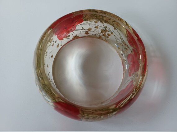 Fabulous Perspex Bangle with Vibrant Red Flowers - image 4
