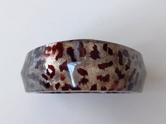 Chunky Triangular Leopard Print Glitter Bangle - image 8