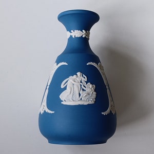Beautiful Portland Blue Wedgwood Vase with White Trim
