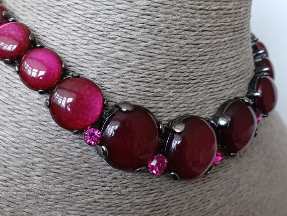 Extraordinary Raspberry-coloured Choker Necklace - image 3