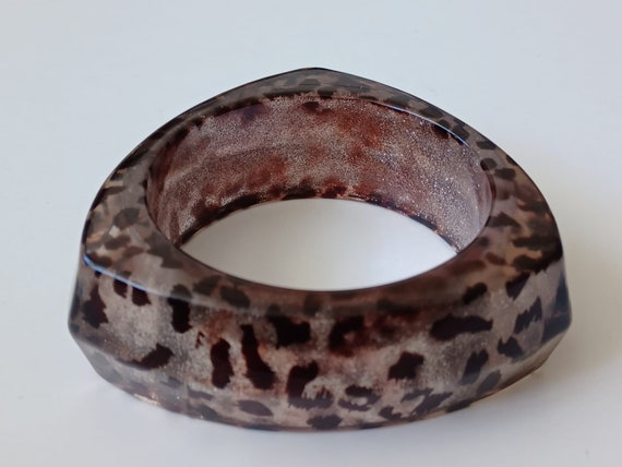 Chunky Triangular Leopard Print Glitter Bangle - image 3