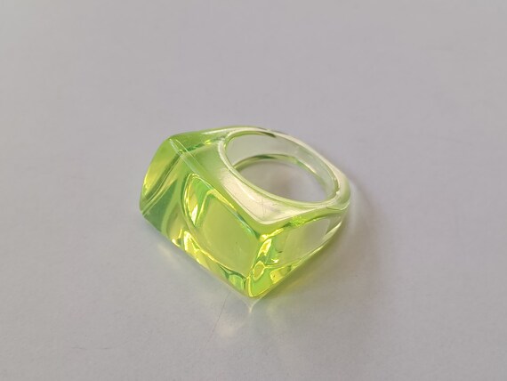 Fun Neon Yellow Asymmetric Plastic Ring - image 2