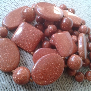 Sparkling Caramel Goldstone Beaded Necklace