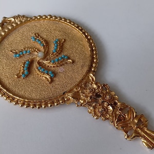 MIRELLA Ornate Gold Plated Hand Mirror