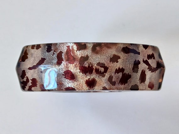 Chunky Triangular Leopard Print Glitter Bangle - image 10