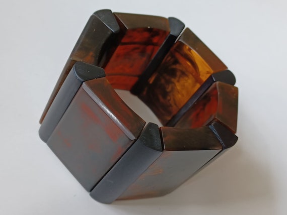 Supersized Elasticated Panel Bracelet in FauxTort… - image 4