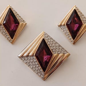 Vintage VENDOME Glittering Brooch & Earrings Set