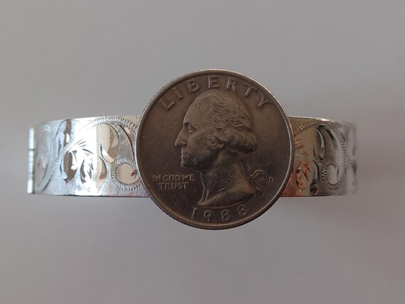 Highly Polished Silverplated Cuff Bangle with Bea… - image 8