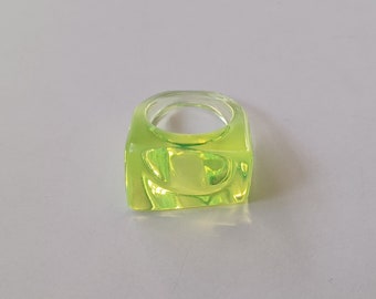 Fun Neon Yellow Asymmetric Plastic Ring