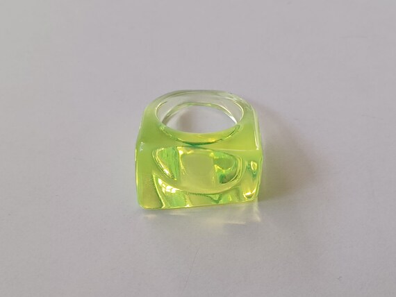 Fun Neon Yellow Asymmetric Plastic Ring - image 1