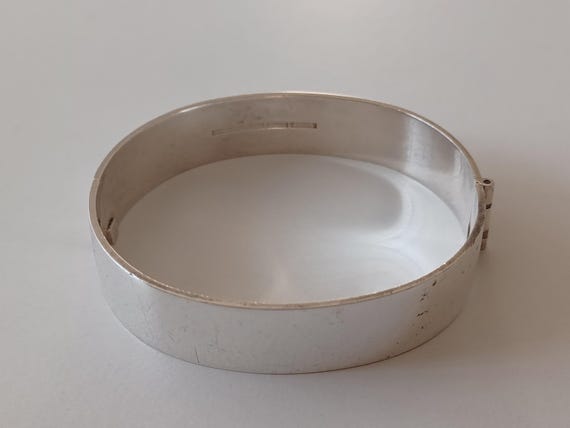 Highly Polished Silverplated Cuff Bangle with Bea… - image 4