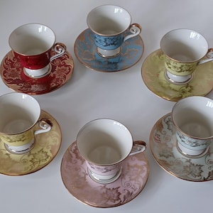 German BAVARIA Alka Kunst Set of 6 Porcelain Demitasse Cups & Saucers
