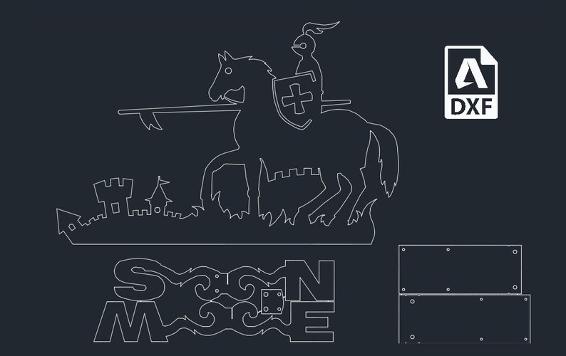 Weather Vane Knight Drawing in DXF and DWG Format for Laser Etsy