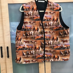 Wild Horses Cotton/Denim lined vest-size 14-free shipping