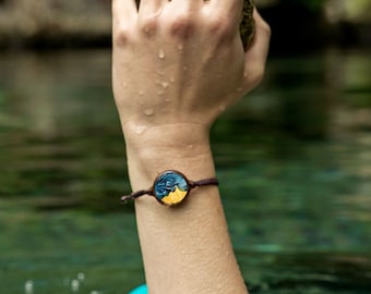 Water Element Bracelet: Burl & Walnut Wood Resin Jewelry