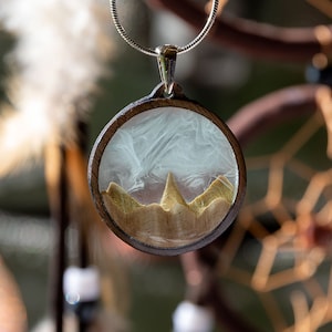 Wood and Resin Air Element Pendant: Alchemy Jewelry