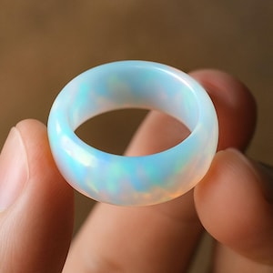 Massieve opalietring • Aurora Borealis-ring • Van kleur veranderende opaalring • Opaalring oktober geboortesteen • Cadeau 14e huwelijksverjaardag