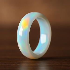 Opaline Ring Band, Band Ring for Men, Promise Ring for Couples, Solid Opalite Wedding Engagement Band Ring, READY TO SHIP