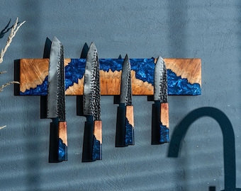 Custom made Resin Wood Magnetic Knife Organizer, Wooden Knife Holder, Magnetic Knife Block, Chef Knife Display, Wall Mounted Knife Strip