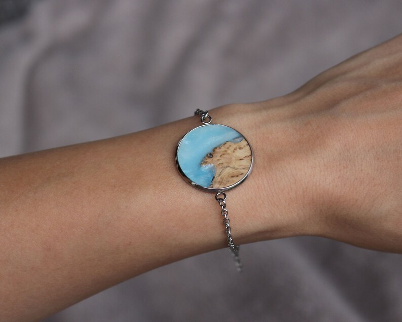 Chain Bracelet Charm Bracelet Adjustable Bracelet FOUR ELEMENTAL DESIGNS Resin Wood Bracelet Bracelets for Women Friendship Bracelet
