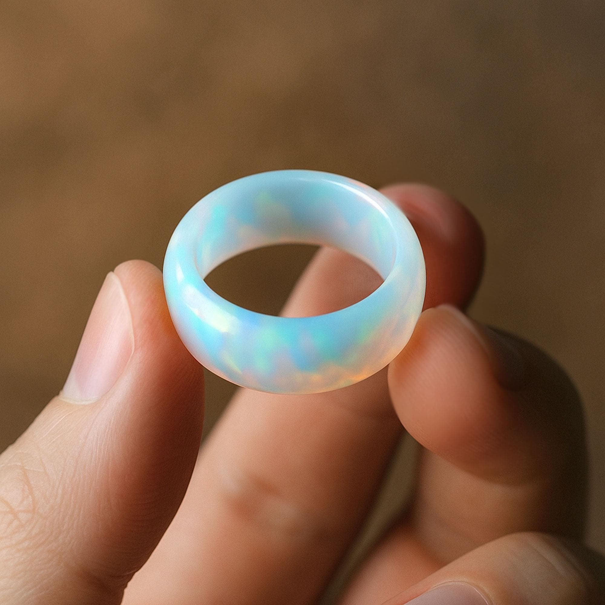 Handgemachter irisierender Opalit Ring: Aurora Borealis Glow