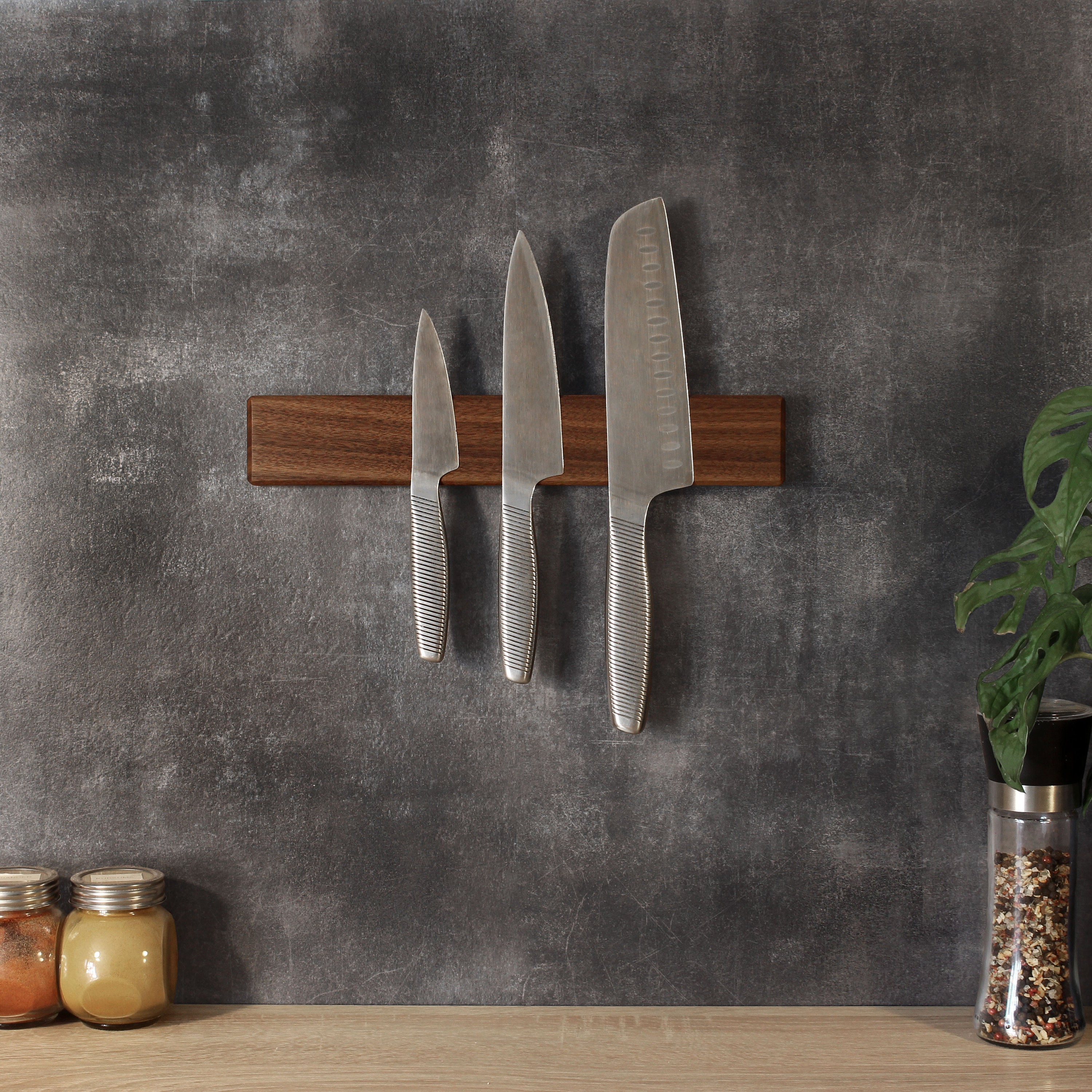 Walnut Magnetic Knife Rack by Japan West Tools