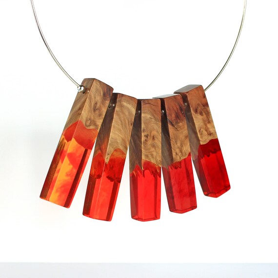 Men And Women Jewelry Geometric Necklace Pendant Retro Special Gifts Wood Resin Professional Production