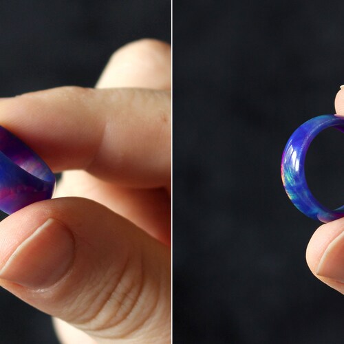 Opal Wedding Band, October Birthstone Ring, Opal shops Engagement Ring, - 4 color combinations - Available in all sizes