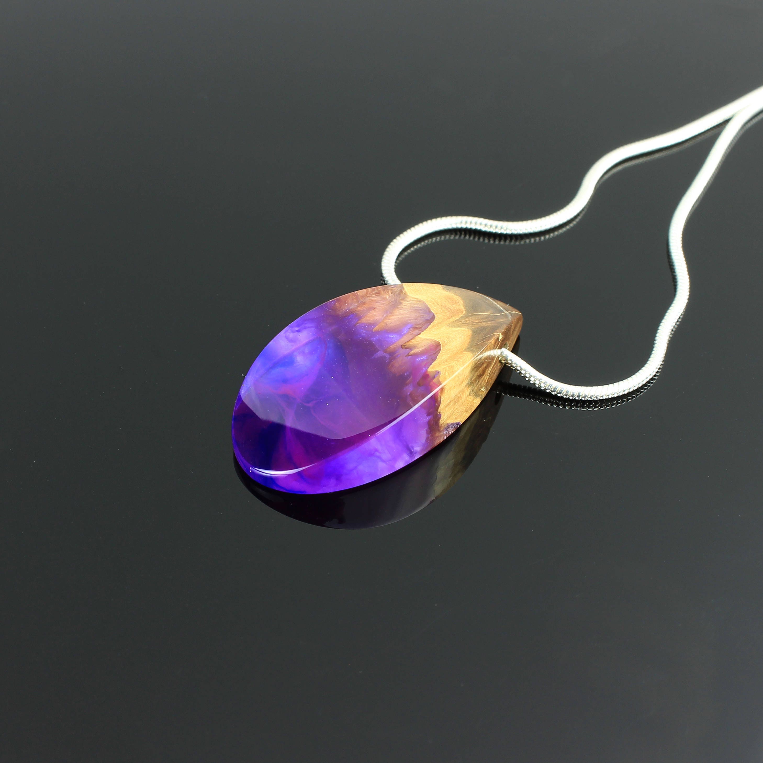 Small resin Wood Necklace Epoxy Resin Wood Resin Jewelry Etsy