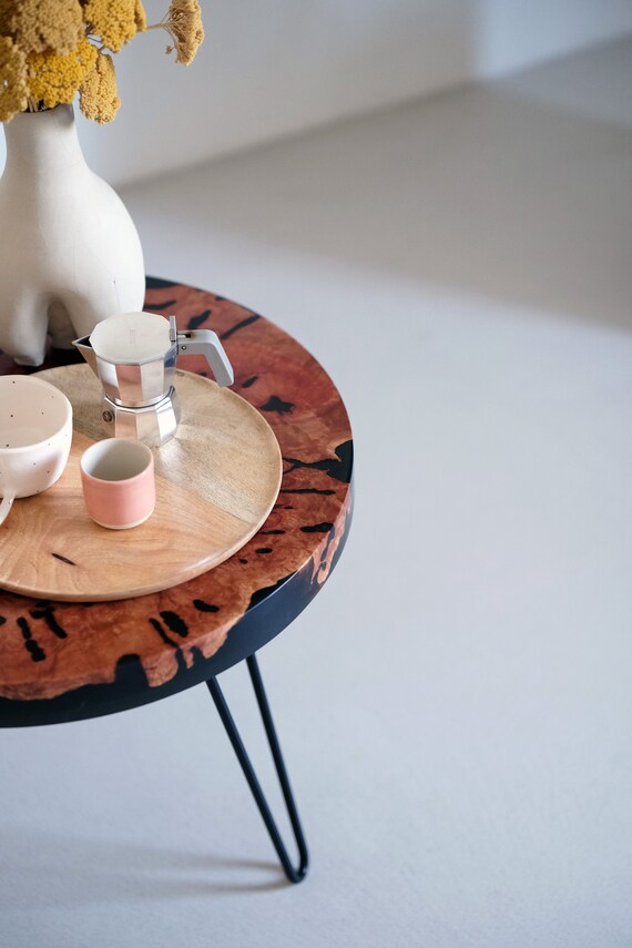 Round burl wood coffee table discount